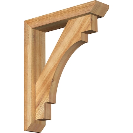 Ekena Millwork Merced Slat Rough Sawn Bracket w/ Offset Brace, Western Red Cedar, 4"W x 18"D x 22"H BKT0402X18X22MRC06RWR